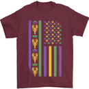 USA Mardi Gras American Flag America Mens T-Shirt 100% Cotton Maroon
