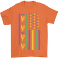USA Mardi Gras American Flag America Mens T-Shirt 100% Cotton Orange