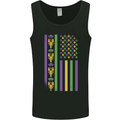USA Mardi Gras American Flag America Mens Vest Tank Top Black