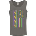 USA Mardi Gras American Flag America Mens Vest Tank Top Charcoal