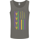 USA Mardi Gras American Flag America Mens Vest Tank Top Charcoal