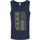 USA Mardi Gras American Flag America Mens Vest Tank Top Navy Blue