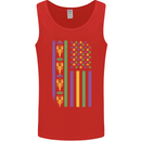 USA Mardi Gras American Flag America Mens Vest Tank Top Red