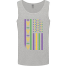 USA Mardi Gras American Flag America Mens Vest Tank Top Sports Grey