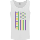 USA Mardi Gras American Flag America Mens Vest Tank Top White