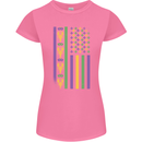 USA Mardi Gras American Flag America Womens Petite Cut T-Shirt Azalea
