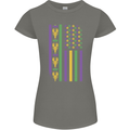 USA Mardi Gras American Flag America Womens Petite Cut T-Shirt Charcoal