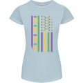 USA Mardi Gras American Flag America Womens Petite Cut T-Shirt Light Blue