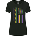 USA Mardi Gras American Flag America Womens Wider Cut T-Shirt Black