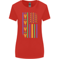 USA Mardi Gras American Flag America Womens Wider Cut T-Shirt Red