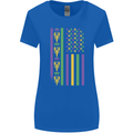 USA Mardi Gras American Flag America Womens Wider Cut T-Shirt Royal Blue
