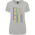 USA Mardi Gras American Flag America Womens Wider Cut T-Shirt Sports Grey