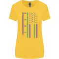USA Mardi Gras American Flag America Womens Wider Cut T-Shirt Yellow