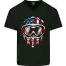 USA Motocross Helmet Dirt Bike MotoX Mens V-Neck Cotton T-Shirt Black