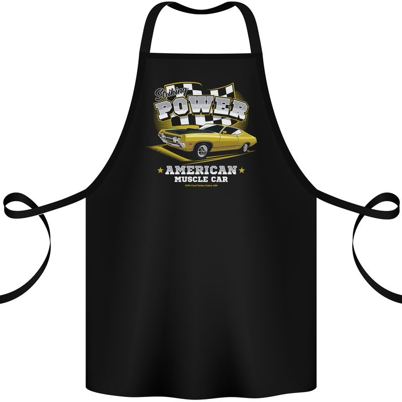 USA Muscle Car American Power Cotton Apron 100% Organic Black