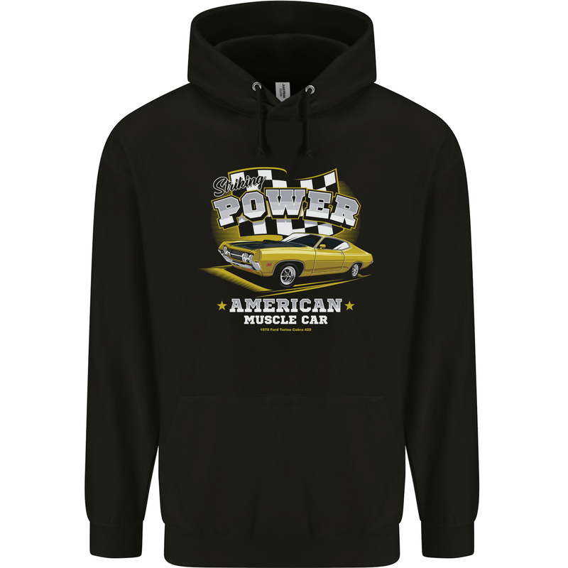 USA Muscle Car American Power Mens 80% Cotton Hoodie Black