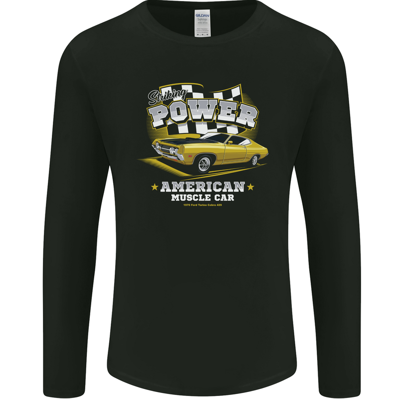 USA Muscle Car American Power Mens Long Sleeve T-Shirt Black