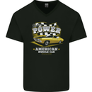 USA Muscle Car American Power Mens V-Neck Cotton T-Shirt Black