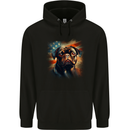 USA Pug With American Flag Dog Mens 80% Cotton Hoodie Black