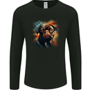 USA Pug With American Flag Dog Mens Long Sleeve T-Shirt Black
