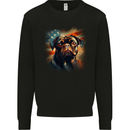 USA Pug With American Flag Dog Mens Sweatshirt Jumper Black