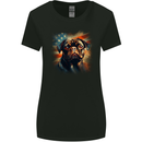 USA Pug With American Flag Dog Womens Wider Cut T-Shirt Black