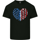 USA Rib Cage American Flag Kids T-Shirt Childrens Black