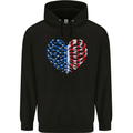USA Rib Cage American Flag Mens 80% Cotton Hoodie Black