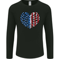 USA Rib Cage American Flag Mens Long Sleeve T-Shirt Black