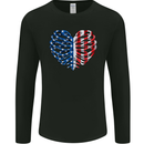 USA Rib Cage American Flag Mens Long Sleeve T-Shirt Black