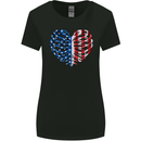 USA Rib Cage American Flag Womens Wider Cut T-Shirt Black