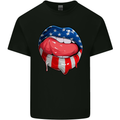 USA Sexy Lips America Kids T-Shirt Childrens Black