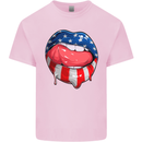 USA Sexy Lips America Kids T-Shirt Childrens Light Pink