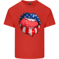 USA Sexy Lips America Kids T-Shirt Childrens Red