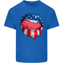 USA Sexy Lips America Kids T-Shirt Childrens Royal Blue