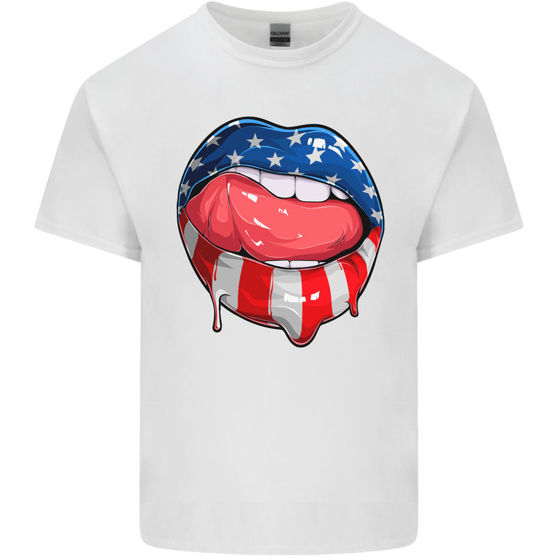 USA Sexy Lips America Kids T-Shirt Childrens White