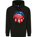 USA Sexy Lips America Mens 80% Cotton Hoodie Black