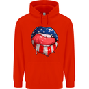 USA Sexy Lips America Mens 80% Cotton Hoodie Bright Red