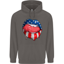 USA Sexy Lips America Mens 80% Cotton Hoodie Charcoal