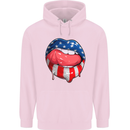USA Sexy Lips America Mens 80% Cotton Hoodie Light Pink