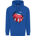 USA Sexy Lips America Mens 80% Cotton Hoodie Royal Blue