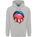 USA Sexy Lips America Mens 80% Cotton Hoodie Sports Grey