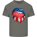 USA Sexy Lips America Mens Cotton T-Shirt Tee Top Charcoal