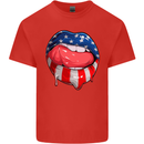 USA Sexy Lips America Mens Cotton T-Shirt Tee Top Red