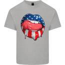 USA Sexy Lips America Mens Cotton T-Shirt Tee Top Sports Grey