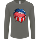 USA Sexy Lips America Mens Long Sleeve T-Shirt Charcoal