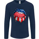 USA Sexy Lips America Mens Long Sleeve T-Shirt Navy Blue