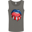 USA Sexy Lips America Mens Vest Tank Top Charcoal