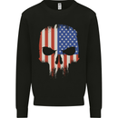 USA Skull America Gym Bodybuilding Biker Kids Sweatshirt Jumper Black