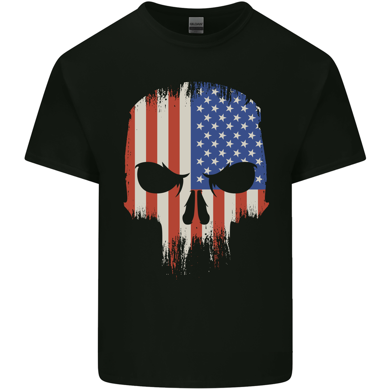 USA Skull America Gym Bodybuilding Biker Kids T-Shirt Childrens Black